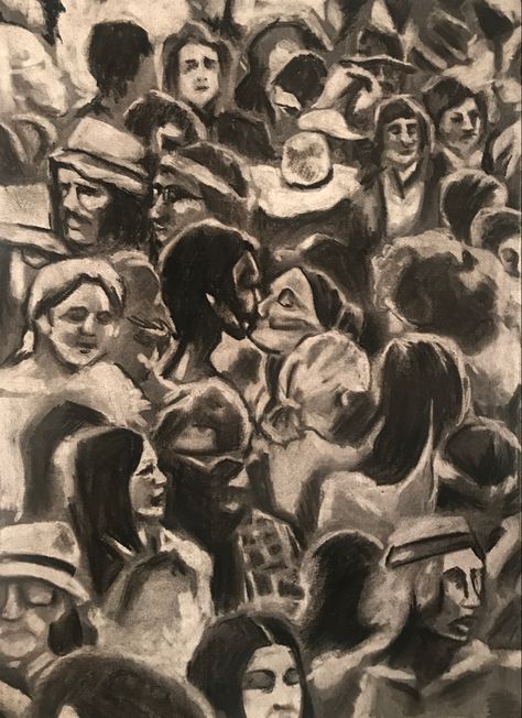 Crowd of people drawing in charcoal Crowd Of People Drawing, Crowd Drawing, Crowd Of People, People Crowd, Art Alevel, People Drawing, Oil Painting Nature, Theme Nature, Art Terms