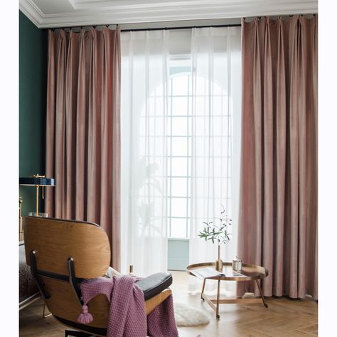 Dusty Pink Curtains, Fancy Shower Curtains, Velvet Curtains Bedroom, Pink Velvet Curtains, Curtain Designs For Bedroom, Rose Curtains, Blackout Curtains Bedroom, Dark Curtains, Bedroom Drapes