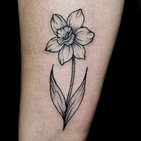 𝓚𝓮𝓵𝓼𝓮𝔂 𝓜𝓪𝓮 𝓥𝓸𝔂𝓴𝓲𝓷 on Instagram: “Dainty lil daffodil for a first tattoo for Alex 😊🌱 More flower tattoos in 2019 pls • • • #tattoo #tattooartist #tattooapprentice #blackwork…” Daffodil Flower Tattoos Small, Cassidy Tattoo, Dainty Daffodil Tattoo, Daffodil Flower Tattoo, Daffodils Tattoo, Gnarly Tattoos, Daffodil Flower Tattoos, Narcissus Flower Tattoos, Plant Sleeve