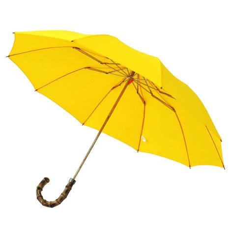 Bringing the sunshine to you.  Handmade Folded Whangee [Bamboo] crook cane handle YELLOW umbrella. India Stoker, Half Term Activities, Fabric London, Yellow Things, Yellow Umbrella, Bamboo Canes, Cane Handles, Folding Umbrella, When It Rains