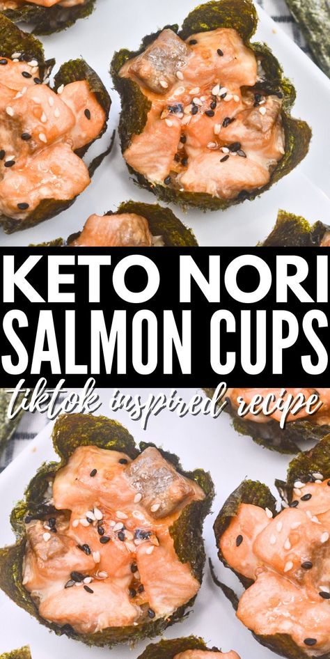 Keto Salmon Sushi Bake, Lox Recipe Lunch, Keto Smoked Salmon Recipes, Keto Salmon Bowl, Nori Wraps Recipes, Nori Cups, Salmon Cups, Salmon Sushi Cups, Nori Recipe