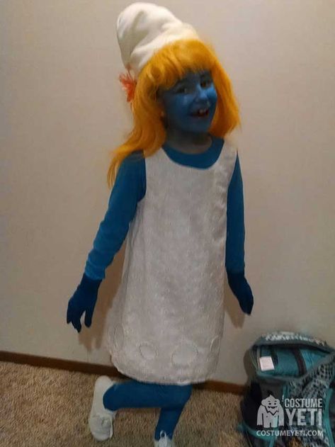 Blue Characters Costume, Smurfette Costume, Smurfette Costumes, Smurf Costume, Holloween Costumes, Halloween Costumes 2016, Diy Girls, Blue Costumes, Holloween Costume