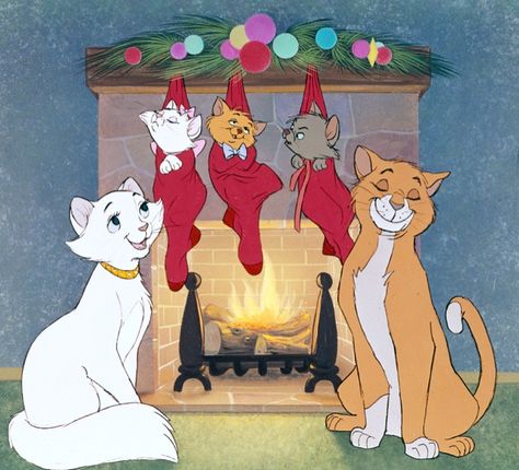 *DUCHESS, MARIE, TOULOUSE, BERLIOZ & THOMAS O'MALLEY ~ The Aristocats, 1970 Aristocats Christmas, Disney Winter, Winter Backgrounds, Vika Papper, Animation Disney, Disney Cats, Gata Marie, Wallpaper Homescreen, December Christmas