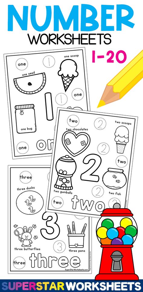 Number 1-5 Activities Preschool, Vpk Worksheets, Number 1 Worksheets For Preschool, Number Representation, Pre K Worksheets, Preschool Number Worksheets, Number Writing, Preschool Prep, Preschool Counting