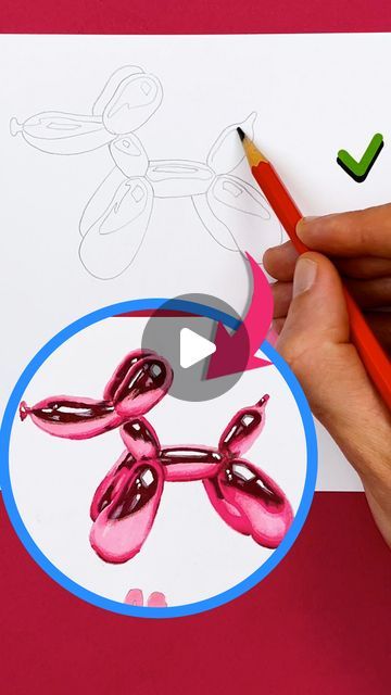 Art Room on Instagram: "I draw Jeff Koons' iconic Balloon Dog 🐕👨‍🎨 #art #artist #balloon #balloondog #artcollector  #tuto #arttutorial #jeffkoons #artroom" Balloon Dog Watercolor, Jeff Koons Balloon Dog Art Lesson, Balloon Dog Drawing Tutorial, How To Draw A Balloon Dog, Jeff Koons Art Projects For Kids, Balloon Animal Art, Balloon Animal Painting, Balloon Animal Drawing, Koons Jeff