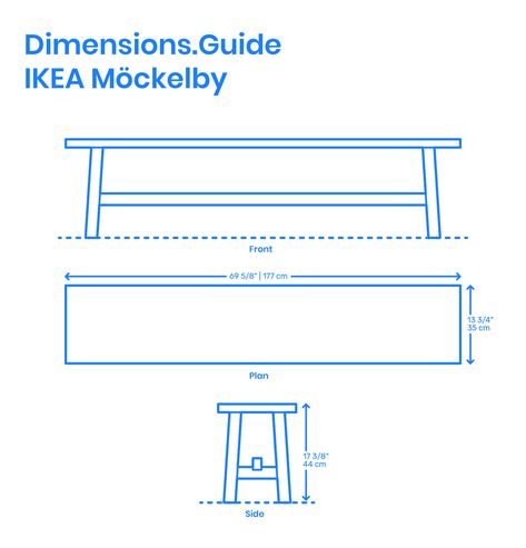 The IKEA Möckelby bench is a wooden oak veneered particleboard bench with an expressed plank design. The IKEA Möckelby bench has a length of 69 5/8” | 177 cm, a width of 13 3/4” | 35 cm, and a seat height of 17 3/8” | 44 cm. Downloads online #ikea #design #benches #furniture Bench Height Guide, Bench Measurements, Ikea Bench, Bench Dimensions, Human Dimension, Ikea Design, Furniture Dimensions, Little Library, Human Activity