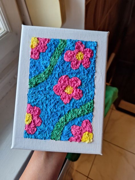 Paper Pulp Art, Cute Easy Paintings, Textured Paper Art, Tissue Paper Art, Tissue Paper Crafts, Diy Best Friend Gifts, Vw Art, Texture Painting On Canvas, Paper Mache Art