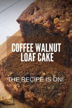 Walnut Loaf Cake, Walnut Loaf, Coffee And Walnut Cake, Coffee Cake Recipes Easy, Loaf Cake Recipes, Walnut Cake, Angel Cake, Coffee Cake Recipes, Loaf Cake