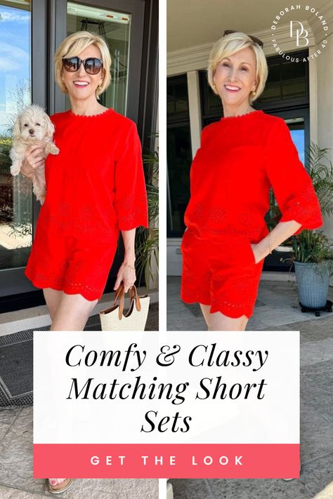 Elevate your summer style with comfy and classy matching short sets for women! Perfect for lounging or running errands, these two-piece ensembles offer both comfort and sophistication. Whether you're relaxing at home or meeting friends for brunch, matching short sets are the ultimate wardrobe essential. Say goodbye to fashion dilemmas and hello to effortless elegance – click now for outfit inspiration featuring short sets for women over 60! Summer Getaway Outfits, Cute Vacation Outfits, Shorts Sets, Chic Summer Outfits, Cool Summer Outfits, Meeting Friends, Breezy Dress, Fashion For Women Over 40, Casual Night Out