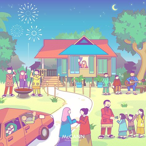 Jemputan Rumah Terbuka Hari Raya, Suasana Hari Raya Aidilfitri, Hari Raya Cartoon, Hari Raya Illustration, Raya Card, Iphone Wallpaper Travel, Flat Design Poster, Poster Ramadhan, Wallpaper Ramadhan