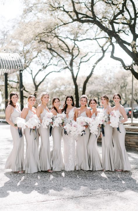 Silver Wedding Bridesmaid Dresses, Bridesmaid Dresses Oyster, Light Silver Bridesmaid Dresses, White Gold Bridesmaid Dresses, Bridesmaid Silver Dresses, Silver Satin Bridesmaid Dresses, Platinum Bridesmaid Dresses, White Wedding Bridesmaids, Wedding Colors Silver