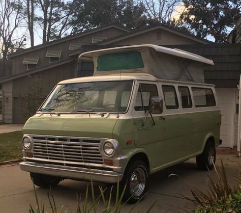 BangShift.com This Restored 1970 Ford Econoline Pop Top Camper Van Is Road Trip Perfection - BangShift.com Shoe Cabinet Small, Vans Painted, Pilot Car, Pop Top Camper, Garage Storage Solutions, Chevy Van, Van Life Diy, Van Car, Ford Van