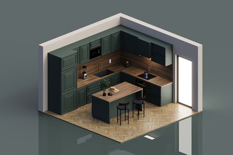 Isometric kitchen Japan Kitchen Design Japanese Style, Japan Kitchen Design, Isometric Kitchen, Rendering Ideas, Japan Kitchen, Art Interior Design, Isometric Illustration, Architecture Drawing Art, Ideas Casa