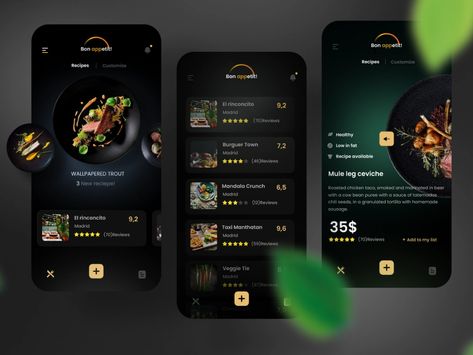 Restaurant App Ui Design, Menu App Design, Creative App Design, Mobile Site Design, Neon Food, Presentation App, Restaurant Website Design, Restaurant App, Ui Website