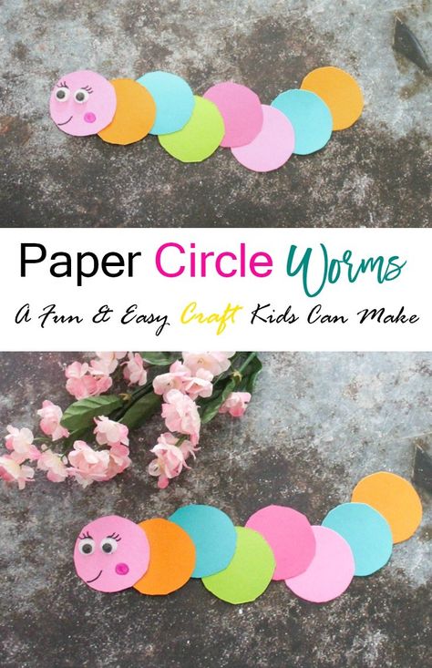 Paper Circle Worms – At Home With Zan Circle Crafts Preschool Art Projects, Circle Art Activities For Preschool, Circle Craft Preschool, Circle Crafts For Preschoolers, Worm Crafts For Toddlers, Paper Circle Crafts, Worm Crafts For Kids, Circle Preschool Activities, Inch Worm Craft