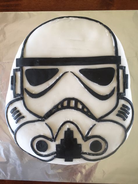 My son's birthday cake I made for him. Star Wars storm trooper mask. Storm Trooper Cake, 18th Ideas, Brown Kid, Star Wars Birthday Cake, Birthday Ecards Funny, Sparkle Cake, Son's Birthday, New Birthday Cake, Birthday Party Snacks