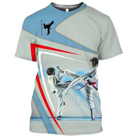 Fashionable Fun  Judo Pictures For Men's T-Shirts Trend Digital Printing Casual Round Neck Short Taekwondo T Shirt, Pattern Tshirt, Summer Sportswear, Male Tops, Summer Gym, Gym Clothing, Harajuku Streetwear, Running Fitness, Men Shirt Style