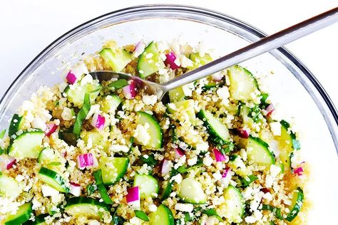 These Make-Ahead Salads Will Make Your Week Easier (and Won’t Get Soggy) | Clean Plates Cucumber Quinoa Salad, Italian Vinaigrette, Make Ahead Salads, Cook Quinoa, Cooked Quinoa, Salad Buah, Quinoa Salat, Cucumber Diet, Resep Salad