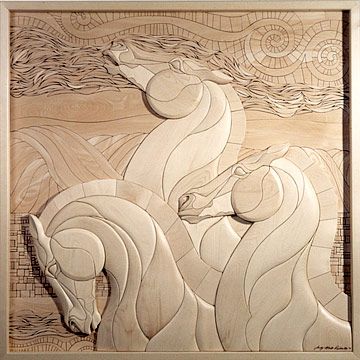 intarsia horses                                                       …                                                                                                                                                                                 Más Intarsia Wood Patterns, Intarsia Patterns, Intarsia Woodworking, Equestrian Art, Relief Sculpture, Tableau Art, Carving Ideas, Horse Sculpture, Equine Art