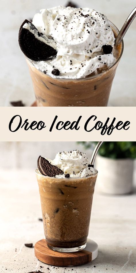 Oreo Iced Coffee, Flavored Coffee Recipes, Iced Coffee Recipe, Cold Coffee Recipes, Oreo Flavors, Iced Coffee Drinks, Easy Coffee Recipes, Frozen Coffee, Starbucks Drinks Recipes