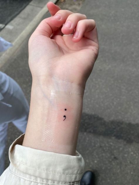 Simplistic Tattoo Ideas, Semi Colon Tattoo, Colon Tattoo, Cute Ankle Tattoos, Minimalist Tattoo Small, Awareness Tattoo, Semi Colon, Health Tattoo, Semicolon Tattoo