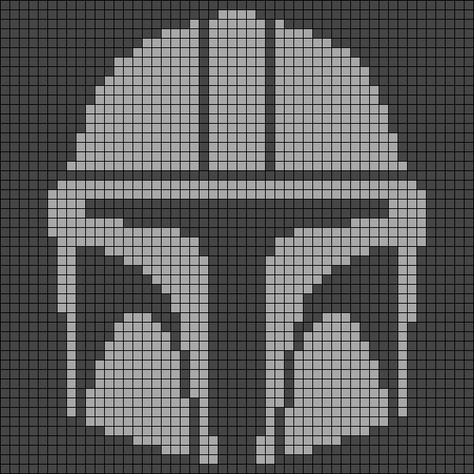 Pixel Crochet Star Wars, Star Wars Tapestry, Mandalorian Alpha Pattern, Crochet Alpha Pattern Star Wars, Starwars Alpha Pattern, Star Wars Tapestry Crochet, Star Wars Grid Pattern, Star Wars Pixel Art Grid, Alpha Pattern 2 Color