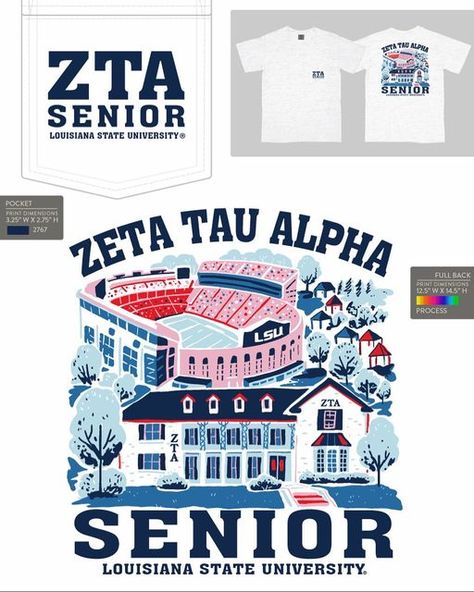 Senior Sorority Shirts, University Merchandise Design, Sorority Tshirt Ideas, Sorority Retreat Shirts, Sorority Homecoming Shirts, Dphie Shirts, Asb Shirts, Sorority Senior Shirts, Sorority Parents Weekend