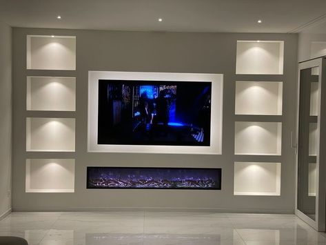 Rigipswand tv wall in 2022 | Decor home living room, Feature wall living room, Living room decor fireplace Modern Tv Room, Tv Fal, Feature Wall Living Room, Latest Living Room Designs, Fireplace Tv Wall, Living Room Decor Fireplace, Tv Wall Unit, Tv Wall Design, Modern Bedroom Decor