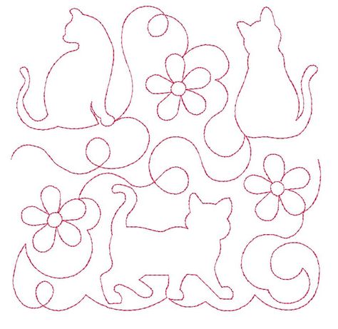 3 Cats Edge to Edge Quilt Block - Embroidery Designs