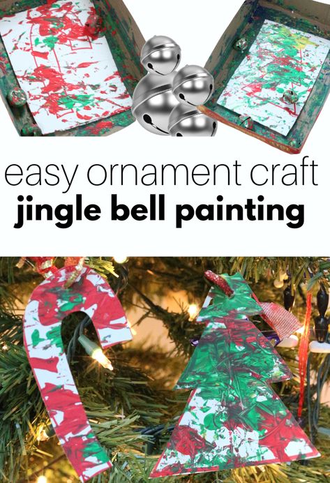 Easy Ornament Craft, Bell Painting, Process Art Preschool, Jingle Bell Crafts, Christmas Activities For Toddlers, Easy Ornaments, Christmas Crafts For Toddlers, Preschool Christmas Crafts, Ornament Craft