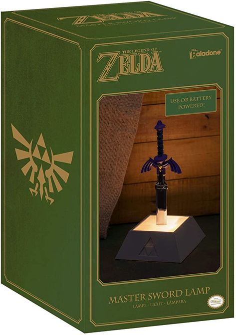 Paladone Legend of Zelda Master Sword Lamp | 3D Iconic Night Light Nintendo | USB Or Battery Powered | 30cm Tall Ideal for Bedrooms, Office, Study, Dining Room | Push Logo Turn On, Multi-Coloured: Amazon.co.uk: PC & Video Games Zelda Decor, Zelda Merch, Triforce Symbol, Zelda Gifts, Lamp 3d, Bf Gifts, Wind Waker, Classic Video Games, Lampe Decoration