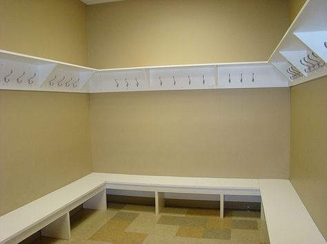 dressing room hangers and benches. I would add a dance quote to the wall Gym Bag Storage, Bag Storage Ideas, Dance Studio Design, Dance Studio Decor, Home Dance Studio, 1million Dance Studio, Ballet Studio, Dance Rooms, Mud Rooms