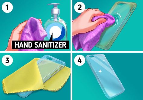 How To Clean A Transparent Phone Case, How To Clean A Dirty Phone Case, Phone Case Cleaning Hacks, How To Clean Phone Case, Clean Phone Case, Phone Mask, House Hacks, Clean Phone, Plastic Phone Case