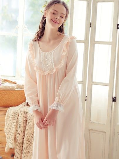 Shop Frill Trim Pearl Button Night Dress online. SheIn offers Frill Trim Pearl Button Night Dress & more to fit your fashionable needs. Night Dress Online, Nightgown Pattern, Night Dress For Women, Women's Nightgowns, Home Dress, Nightgowns, Shein Style, Pink Fashion, Dress Patterns