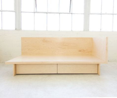 L-shaped Daybed Donald Judd Inspired Plywood Daybed - Etsy Plywood Daybed, Library Tv Room, Tatami Platform, Platform Daybed, Wooden Daybed, Storage Sofa, Modern Wood Furniture, La Furniture, Modern Daybed