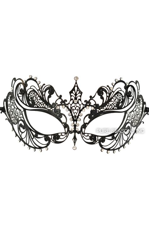 Empress Divine Venetian Mask (Black) features a black laser-cut half mask adorned with small rhinestones for a look that is regal and stylish. Make your mark at the masquerade ball with this beautiful mask! Lace Mask Masquerade, Masquerade Half Mask, Porcelain Mask, Metal Mask, Ball Mask, Venetian Masquerade, Mask Tattoo, Mask Masquerade, Lace Mask