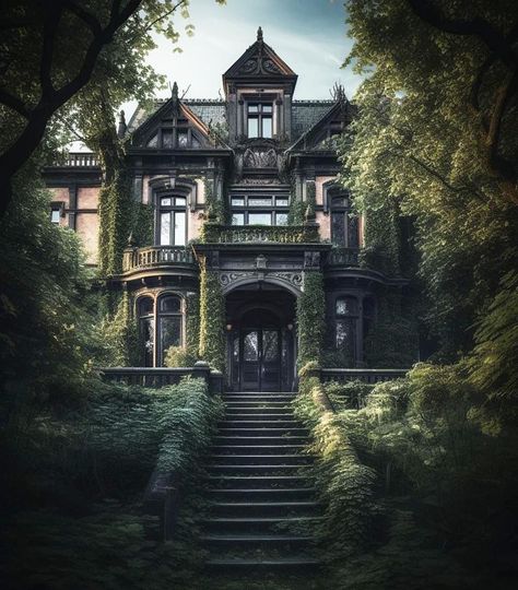 Dark Academia House, Academia House, Vampire House, Gothic Homes, Publishing A Book, Gothic Mansion, Haunting Beauty, Mansion Exterior, Abandoned Town