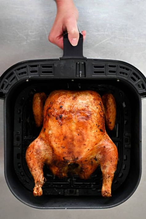 Air Fryer Whole Chicken - Nom Nom Paleo® Best Whole Chicken Recipe, Air Fryer Whole Chicken Recipe, Air Fryer Whole Chicken, Cooked Chicken Temperature, Chicken In The Air Fryer, Cook A Whole Chicken, Whole Chicken Recipe, Whole Chicken Recipes, Paleo Chicken Recipes