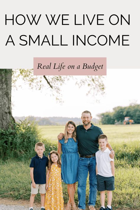 Living off a small income takes some practice but its totally doable. Our family of five lives well on a small income. Here's how we got here! One Income Family Tips, How To Live Frugally On One Income, How To Live Off One Income, One Income Family Budget, How To Live On One Income, How To Live Simply, Living On One Income, Family Business Ideas, Family Of 5 Budget