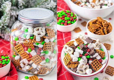 Easy Holiday Snacks, Christmas Snack Mix, Chex Mix Christmas, Peppermint Dessert, Trail Mix Recipes, Christmas Snack, Chex Mix Recipes, Christmas Mix, Christmas Candy Recipes