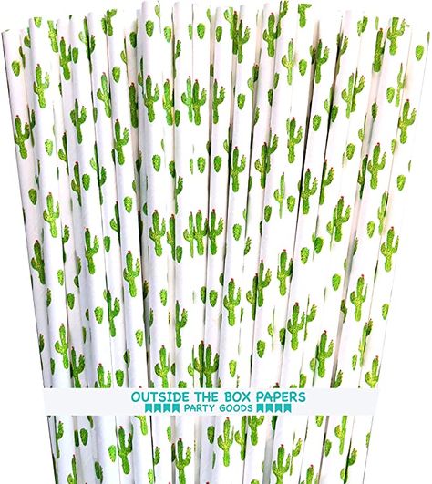 Amazon.com: Cactus Themed Paper Straws - Green White Succulents - 100 Pack: Health & Personal Care Bohemian Baby Shower Decorations, Graduation Party Decor Ideas, Beer Bottle Vase, White Succulents, Beer Bottle Decor, Themed Graduation Party, Beverage Ideas, Cactus Light, Huge Balloons