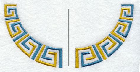 Greek Key Neckline - Split Greek Embroidery, Freestanding Lace Embroidery, Ancient Egypt Art, Nativity Ornaments, Holiday Flower, Crewneck Design, Dog Shop, Neckline Designs, Free Machine Embroidery Designs