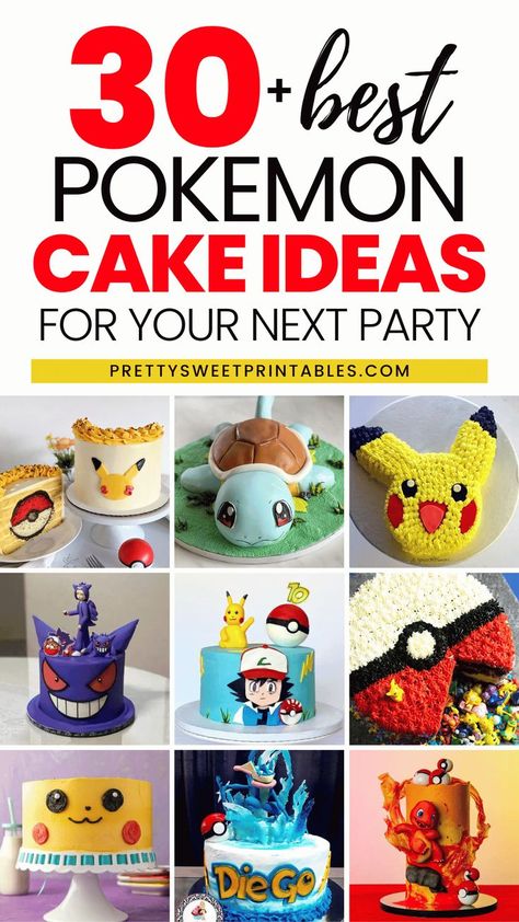 pokemon cake ideas Birthday Cake Pokemon, Pokemon Cake Ideas, Cake Designs Easy, Creative Cake Ideas, Pokemon Cakes, Cake Pokemon, Pokemon Cupcakes, Easy Pokemon, Pokemon Themed Party