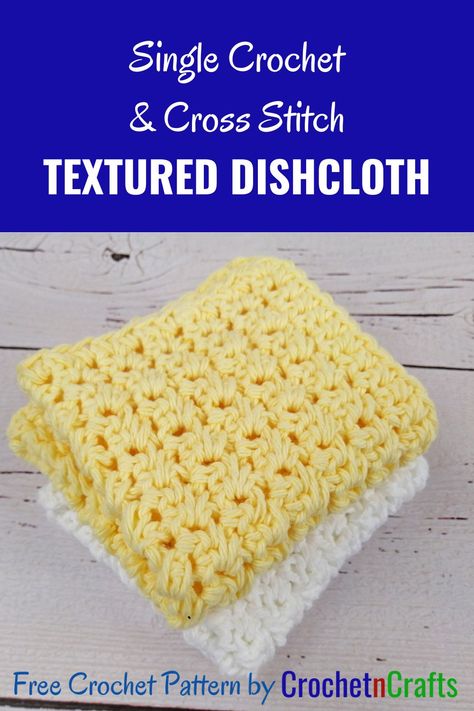 This textured dishcloth crochet pattern works up quick and easy, and can be adjusted in size as needed. Plus, the texture looks great on both sides. #crochet #dishcloth #pattern #crochetdishcloth #freecrochetpattern #crochetncrafts #rhelena Crochet Dishcloth Pattern, Crochet Washcloth Free, Crochet Dish Cloth Free Pattern, Crochet Washcloths, Ladies Cardigan Knitting Patterns, Crochet Waffle Stitch, Dishcloth Crochet Pattern, Washcloth Pattern, Crochet Dishcloth