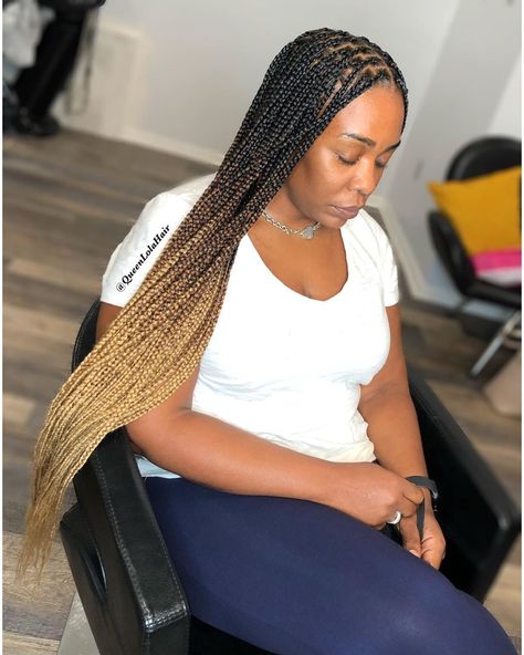 Ombre 30 Knotless Braids, Ombre Small Knotless Braids, Black And 27 Box Braids, Two Tone Knotless Braids Black Women, Ombre Knotless Braids Black Women, Ombre Knotless Box Braids Medium, Ombre Blonde Knotless Box Braids, Black And Blonde Ombre Knotless Braids, Box Braids Ombre Hair