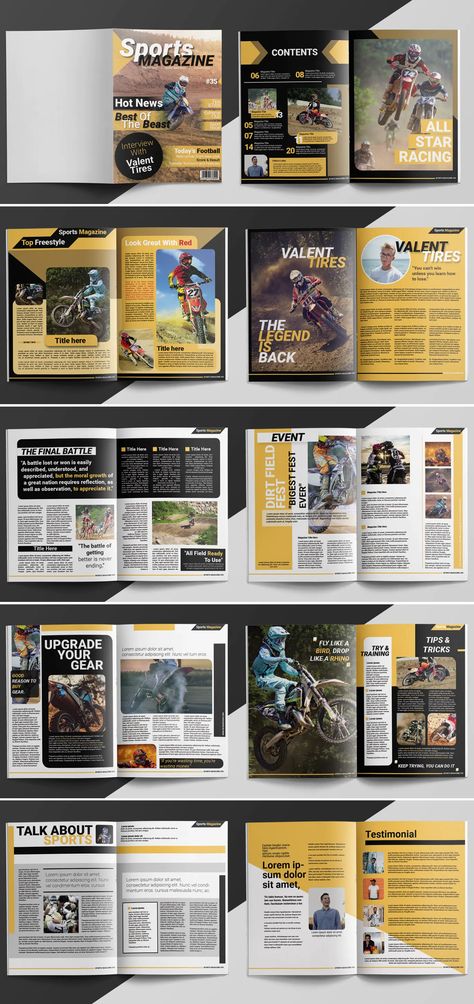 Sport Magazine Template InDesign. 20 Pages Cool Magazine Covers Editorial Design, Back Cover Of Magazine, Sport Editorial Design, Sports Page Layout Newspaper, Sports Program Design, Sport Magazine Layout Design, Magazine Sport Design, Sports Magazine Cover Design, Sports Newspaper Design Layout