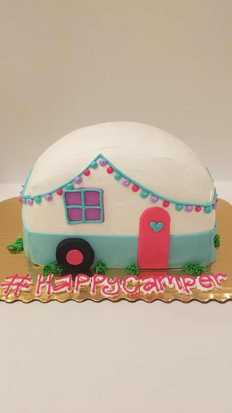 Camper Cake Ideas, Happy Camper Birthday Cake, Camper Birthday Cake, Camping Cake Ideas, Happy Camper Cake, Camper Cake, Caravan Cake, Camping Birthday Cake, Camper Cakes