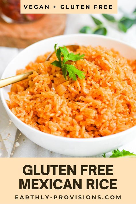 Gluten Free Mexican Recipes For Dinner, Celiac Mexican Recipes, Low Fodmap Mexican Rice, Gluten Free Spanish Rice, Gluten Free Taco Bowls, Gluten Free Taco Recipes, Gluten Free Taco Recipes For Dinner, Gluten Free Bowl Recipes, Gluten Free Mexican Side Dishes