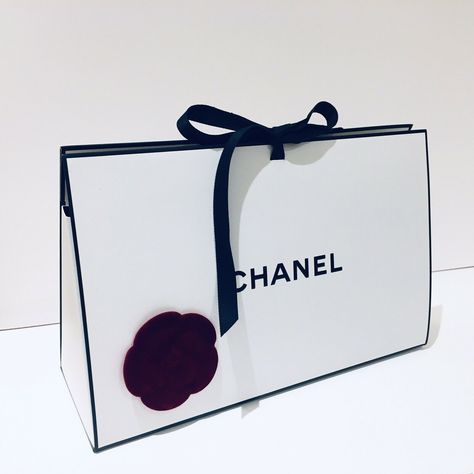 Chanel Gift Bag with Red Velvet Camellia ~5.5x8.75x2.5”/14x22x6cm. Condition is New. 100% Authentic. Chanel Packaging, Chanel Gift Bag, Glamour Goth, Chanel Box, Luxury Paper, Velvet Bag, Coco Chanel, Chanel Bag, Gift Bags