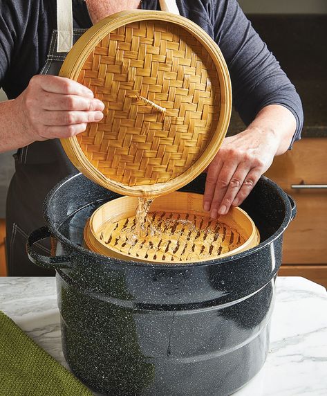 How To Steam Dumplings In Bamboo Steamer, Bamboo Steamer How To Use, Steam Basket Recipes, How To Use A Bamboo Steamer Basket, How To Use A Bamboo Steamer, Bamboo Steamer Recipes Meals, Bamboo Steamer Basket Recipes, Steamer Basket Recipes, Bamboo Steamer Recipes